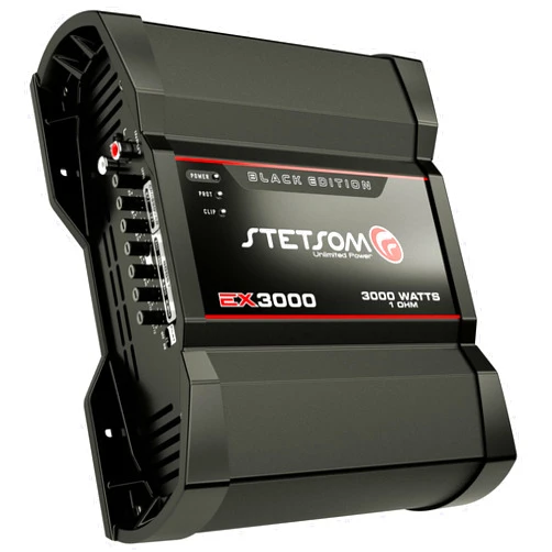 Stetsom EX 3000 Black Edition 1 Ohm Mono Car Amplifier, 3000.1 3K Watts RMS, 1Ω Stable Car Audio, Full Range HD Sound Quality, Crossover & Bass Boost, Car Stereo Speaker MD, Smart Coolers