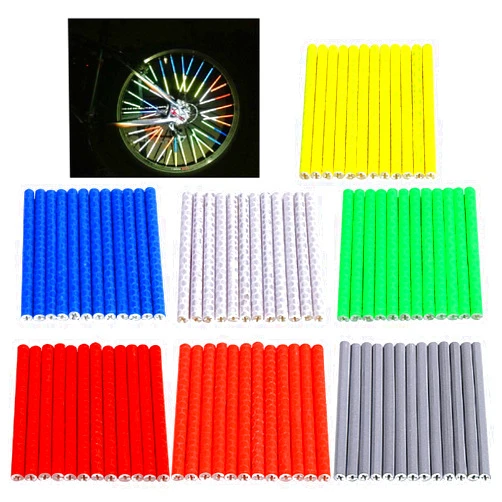 SANNIX 84pcs/7 Sets Bicycle Spoke Skins Wraps Bicycle Wheel Spoke Reflector Reflective Kids Road Mountain Bike Colorful Wheel Decoration Reflectors