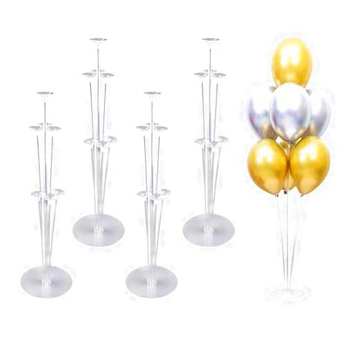 ZERIRA 4 Sets of Balloon Stand Kits, Reusable Clear Balloon Stand with Base Balloon Table Floor Stand for Birthday Party Baby Shower Wedding Anniversary Decoration