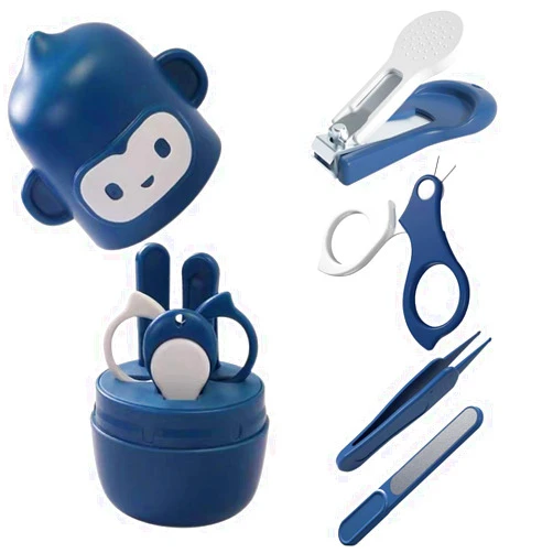 Socub Baby Nail Kit, Baby Nail Clipper, Scissor, Nail File, Tweezer, 4-in-1 Baby Grooming Kit Set for Newborn, Infant, Toddler, Blue