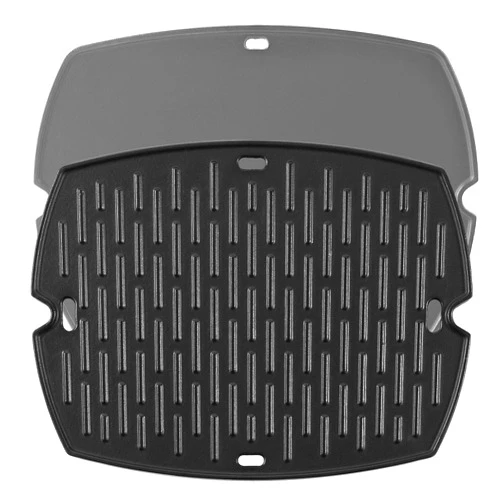 Charbrofire 7582 Q1200 Griddle Full Size Grill Replacement Parts for Weber Baby Q Q100 Q120 Q140 Q1000 Q1400 Flat Top Griddle Insert 6558 7644 51010001 386002 516002 Accessories Cast Iron Reversible Griddle Plate