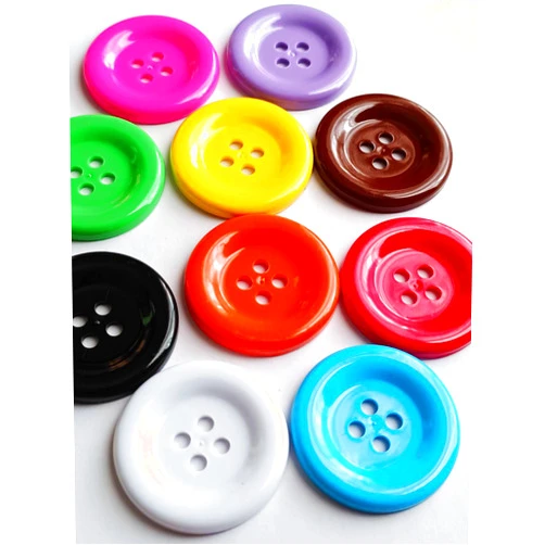 Kawaii Easy Crafting 10pcs Jumbo Round Plastic Button 2inch, 4-Holes, Mixed Assorted Colors - Ideal for DIY Sewing, Garment, Scrapbooking, Clothing & Handmade Cosplay and Unique Gifts
