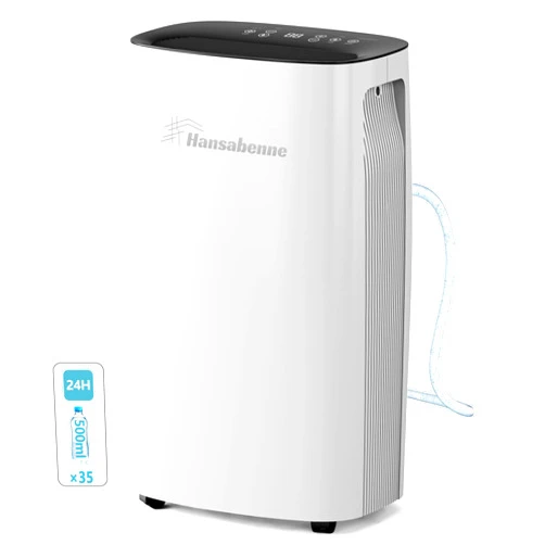 Hansabenne 35-Pints Dehumidifier for Basements - 3000 Sq. Ft. Dehumidifier with Auto or Manual Drainage - Compact Dehumidifier with Intelligent Humidity Control | Auto Defrost | Dry Clothes for Home