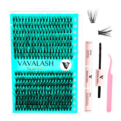 VAVALASH DIY Lash Extension Kit 280 Clusters Individual Lashes Kit 30D 40D 0.07D-10-16mm Lash Clusters, Lash Bond and Seal, Lash Tweezer for DIY Eyelash Extension at Home（Kit-30D+40D-0.07D-10-16MIX）