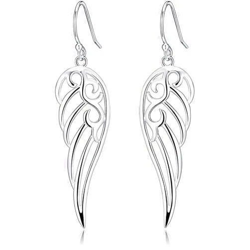 Ganga Jewells Sterling Silver Angel Wings Design Dangle Drop Earrings For Womens By Ganga Jewells