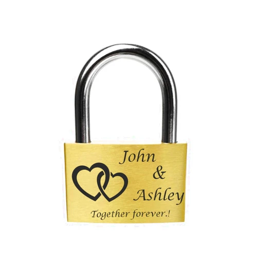 FANSTIK Custom Engraved Padlock (Made in USA) Anniversary, Love Lock for Bridge, Wedding, Personalized Engraved Padlock for You Love L(40mm,1.57In) x H(25mm,0.98In) (Twin Heart)