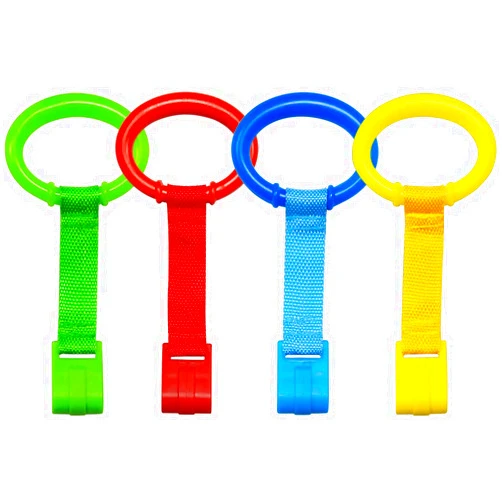 Yuntop 4 PCS Plastic Baby Crib Pull Rings - Kids Walking Exercises Assistant Stand Up Rings for Infant Toddler Practice Tool - 4 Colors