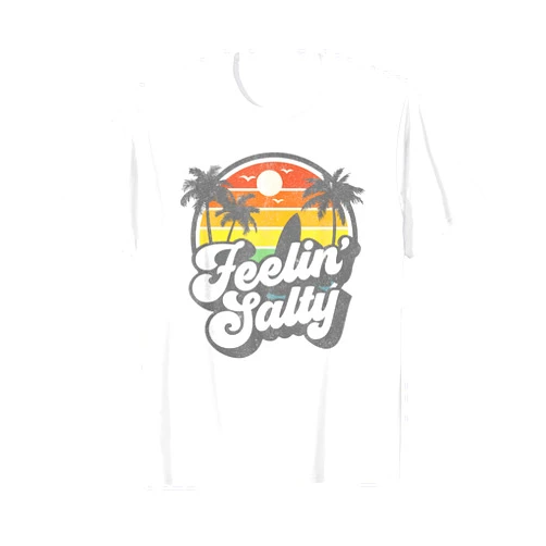 Retro Beach Vacation Summer Quotes Shirts & Gifts Feeling Salty Island Vacation Surfing Palm Retro Beach Gift T-Shirt