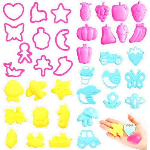 HyDren 40 Pieces Play Dough Tools and Cutters Play Dough Set Accessories Various Plastic Colorful Molds and Shapes, Party Pack Playset for Air Dry Clay