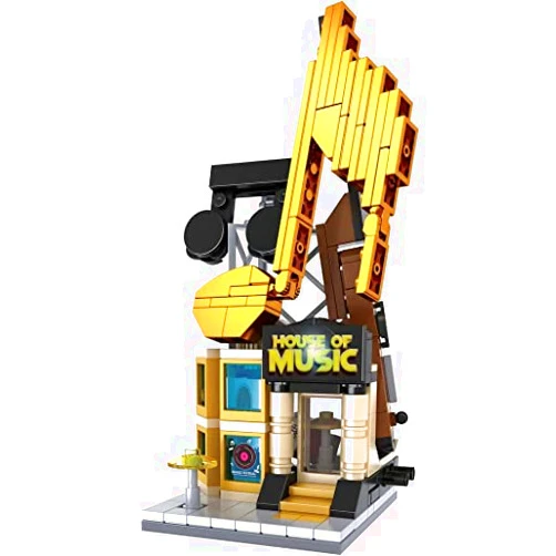 Brick Loot Mini City House of Music Shop Set, Toy Building Blocks, Custom Designed Brick Model Kit for Adults & Kids Age 6+, Compatible with Lego and Major Toy Building Block Brands, 232 Pieces