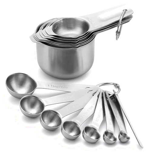 Spring Chef Stainless Steel Measuring Cups and Spoons Set of 15 with Leveler - Kitchen Metric Metal Measuring Spoons and Cups Set for Dry & Liquid Ingredients - Perfect for Cooking & Baking