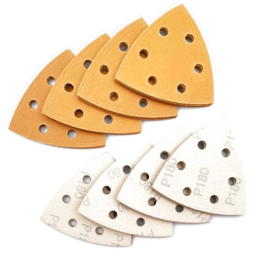 LYFJXX Triangular Sandpaper, 40 PCS Oscillating Sand Paper Set with Hook and Loop, 6 Holes 180 Grit Detail Sander Sandpaper for Wood Polishing