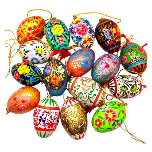Handmade Rumikrafts Handpainted Wooden Easter Eggs (Set of 6) eco-Friendly and Lightweight (Hanging)