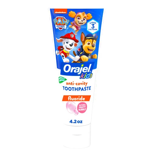 Orajel Kids Paw Patrol Anti-Cavity Fluoride Toothpaste, Natural Fruity Bubble Flavor, 4.2oz Tube