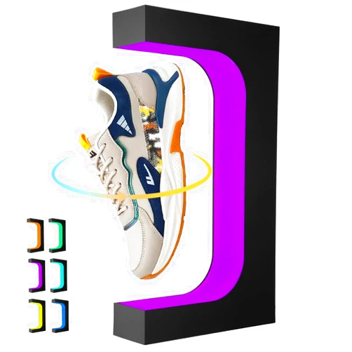 VGAzer Levitating Shoe Display Stand Holder, Magnetic Levitation Floating Sneakers Rack with 16 Colors Lighting, 360° Rotation Exhibition for Shoes Collectors, Home Decoration