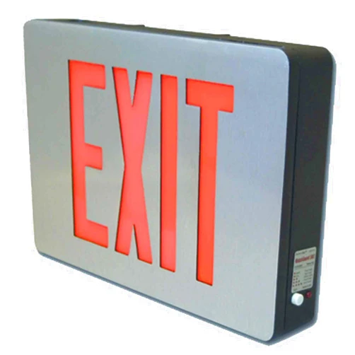 Sure-LItes CX61 LED Exit Sign, Brushed Aluminum Emergency Exit Sign with Field Selectable Red or Green Letters, Single Side, AC Only, 120-277V