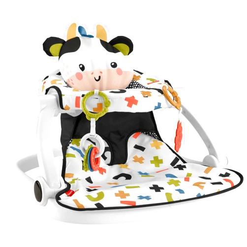 Fisher-Price Portable Baby Chair, Cute Cow Sit-Me-Up Floor Seat with BPA-Free Teether & Clacker Newborn Developmental Toys