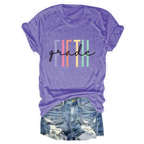 Enviarbrillo Fifth Grade Teacher Shirt for Women Back to School First Day of 5th Grade Tee Teacher Appreciation Gift Outfits