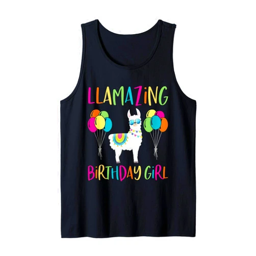 Llamazing Birthday Gifts and Apparel Girl Llama Birthday LLamazing Party Alpaca Balloons Gift Tank Top