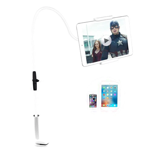 SHONCO Gooseneck Tablet Holder, Tablet Mount Holder Stand Lazy Bracket 360 Degree Rotating Flexible Long Arms Lazy Hands Free Clip-on Mount for iPad Tablet and Phone Beside Bed Desktop Chair Kitchen