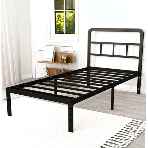 DiaOutro Metal Platform Twin Bed Frames with Headboard, 14 Inch No Box Spring Needed Heavy Duty Steel Slat Mattress Foundation/Easy Assembly/Noise Free/Black