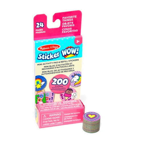 Melissa & Doug Sticker WOW!™ Mini Activity Pad and 200+ Refill Stickers for Sticker Stamper Arts and Crafts Fidget Toy Collectibles – Assorted Favorite Things Stickers - FSC Certified