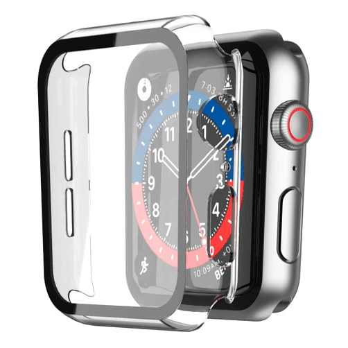 Roity [2 Pack] Roity 40mm Case Built in Tempered Glass Screen Protector Compatible for Apple Watch Series 6 SE Series 5 Series 4 40mm, Ultra-Thin Hard PC Full Protective Cover for iWatch, Transparent