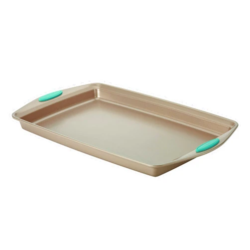 Rachael Ray Cucina Nonstick Bakeware with Grips, Nonstick Cookie Sheet / Baking Sheet - 11 Inch x 17 Inch, Latte Brown