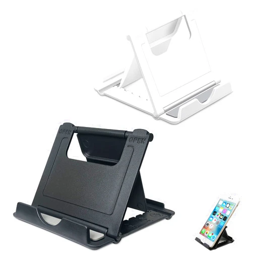 POQOD 2 Pack Cell Phone Stand, Foldable Phone Holder for Desk Compatible with Phone 15 14 13 12 11 Pro Xs Xs Max Xr X 8, Nintendo Switch, All Phones, Black & White