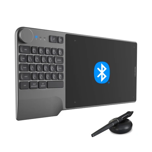 HUION Wireless Drawing Tablet HUION Inspiroy Keydial KD200 Bluetooth Graphic Tablet with Keyboard Dial 5 Customized Express Keys Battery-Free Pen, 8.9x5.6inch Art Tablet Work with Windows, Mac, Android