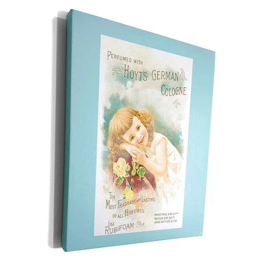 3dRose Museum Grade Canvas Wrap - Hoyts German Cologne Little Girl with Yellow Rose Poster Reproduction BLN Vintage Perfume Toiletry Labels and Posters