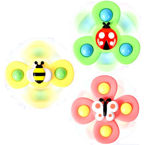 TOHIBEE 3PCS Suction Cup Spinner Toys for 1 2 Year Old Boys Spinning Toys 12-18 Months Sensory Toys for Toddlers 1-3 First Birthday Baby Gifts for Girls