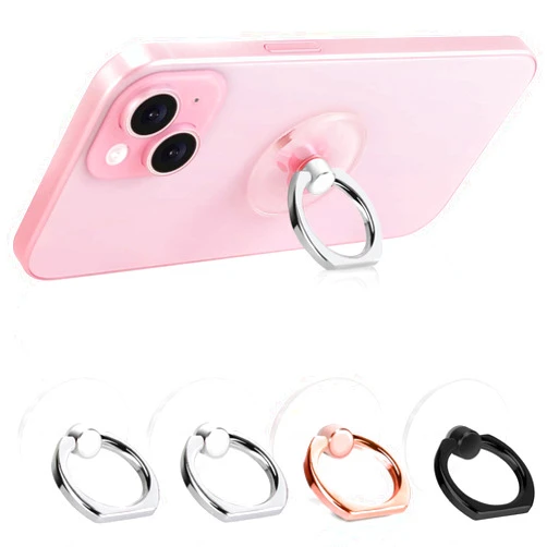Jsoerpay Cell Phone Ring Holder, Transparent Ring Holder 360°Rotation Finger Ring Stand, Clear Cell Phone Kickstand Compatible with Most of Phones, Tablet and Case, (2Silver+1Black+1Rose Gold)