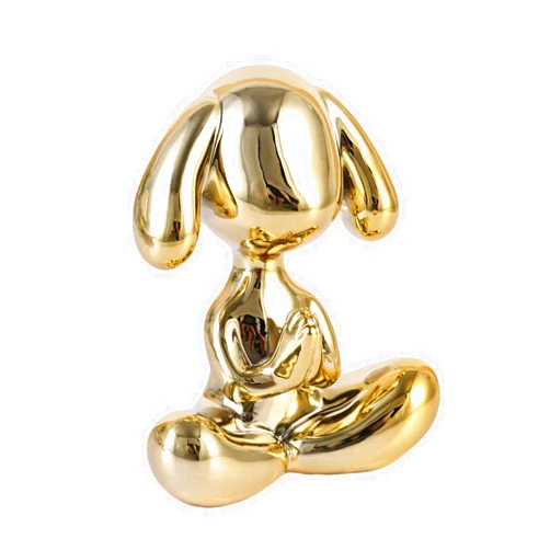 SHENGTIAN Namaste Decor, Yoga Dog Statue, Meditation Decor Statue, Balloon Animal Sculpture, Meditating Dog Statue for Modern Living Room, Desk, Table, Home Office, Bookshelf, Shelves Zen Decor (Gold)