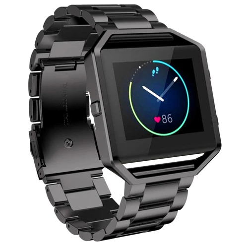 AISPORTS Compatible for Fitbit Blaze With Frame - Stainless Steel Adjustable Metal Wristband Bracelet Replacement Strap for Smart Watch - for Women and Men