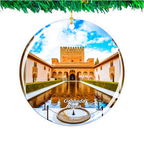 Weekino Spain Alhambra Granada Christmas Ornament City Travel Souvenir Collection Double Sided Porcelain 2.85 Inch Hanging Tree Decoration