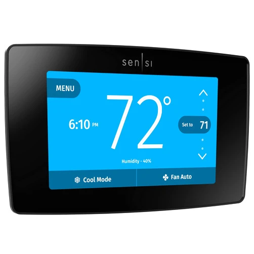 Emerson Sensi Touch Wi-Fi Smart Thermostat with Touchscreen Color Display, Works with Alexa, Energy Star Certified, C-wire Required, ST75 Black 5.625