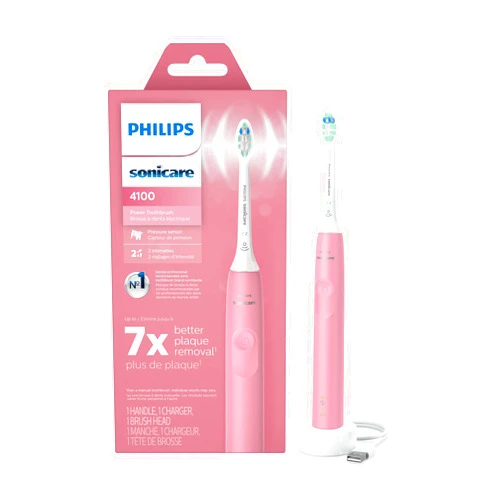 Philips Sonicare 4100 Power Toothbrush, Rechargeable Electric Toothbrush with Pressure Sensor, Deep Pink HX3681/26