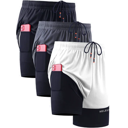 NELEUS Men's 2 in 1 Running Shorts with Liner,Dry Fit Workout Shorts with Pockets