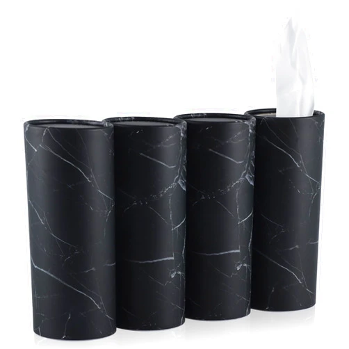 SINGARO Car Tissue Holder, 4 Pack Car Cup Holder Facial Tissues with Kleenex Travel Tissue Bag, Quick and Convenient Flower Combination Car Tissue Box(4 Canisters/200 Tissues) Black