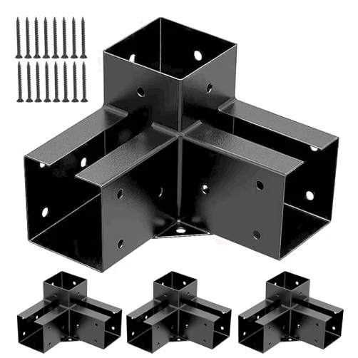 Zlinke Stainless Steel 3-Way Right Angle Corner Pergola Bracket with Screws for 4x4 Inch(Actual: 3.5x3.5 Inch) Wood Beams，Pergola/Gazebo Kit (4 Pack) (Pergola Brackets Kit)