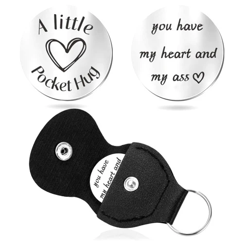 Teniinet Pocket Hug Token Keychain for Men Him, Funny Boyfriend Gifts From Girlfriend, Long-distance Couple Gifts for Husband From Wife Christmas Birthday Valentine