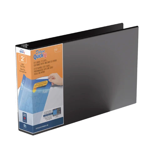 QuickFit Heavy Duty 11 x 17 Inch Landscape Spreadsheet View Binder, 2 Inch, Locking Angle D Ring, Black (94031)