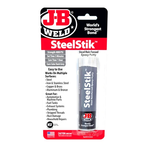 J-B Weld 8267 SteelStik Steel Reinforced Epoxy Putty Stick - 2 oz.