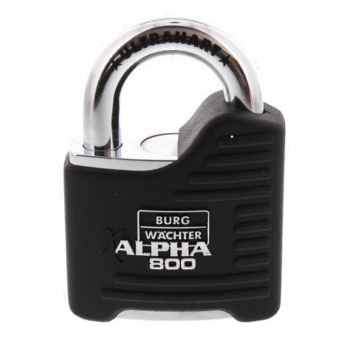 Burg-Wächter Padlock 11mm Shackle Thickness Ultra Hard Drill and Pinch Protection 2 Keys Alpha 800 65 SB