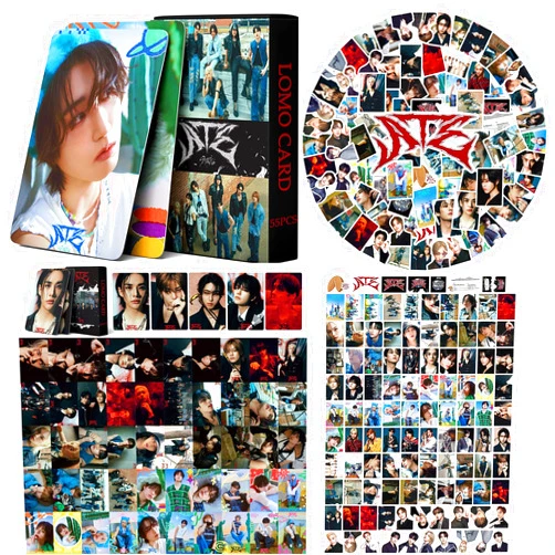 PYAJUU 160Pcs Stray Kids ATE Album Photocards Set Kpop Stray Kids 55Pcs ATE Photocards and 105Pcs Stray Kids ATE Sticker Pack Kpop Lomo Cards Cute Stickers for Water Bottles Scrapbook Laptop Stray Kids Merch