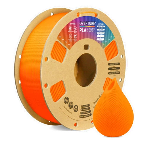 OVERTURE PLA Filament 1.75mm PLA 3D Printer Filament, 1kg Cardboard Spool (2.2lbs), Dimensional Accuracy +/- 0.02mm, Fit Most FDM Printer (Orange)