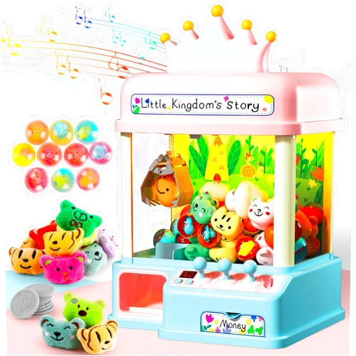 BESTYMXY Claw Machine for Kids, Mini Vending Machine Toy, Toy Candy Machine Grabber Toys Arcade Game with 20 Dolls, 10 Capsules, Gifts for 3 4 5 6 7 8 Years Old Boys Girls Kids