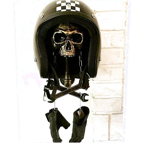 FLLG Skull Helmet Holder,Helmet Wall Mount,Helmet Holder,Detachable Resin Crafts Wall Mount Motorcycle Helmet Display Stand, Skull Helmet Hanger Baseballs, Rugby Helmet A