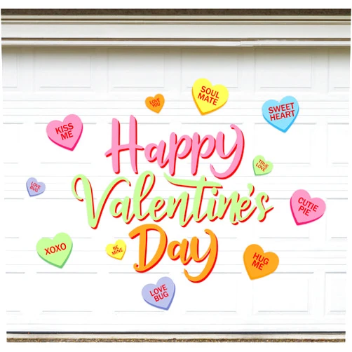 JarThenaAMCS 27Pcs Heart Garage Decoration Magnet Stickers Colorful Conversation Heart Refrigerator Decals for Party Home Garage Door Car Decor
